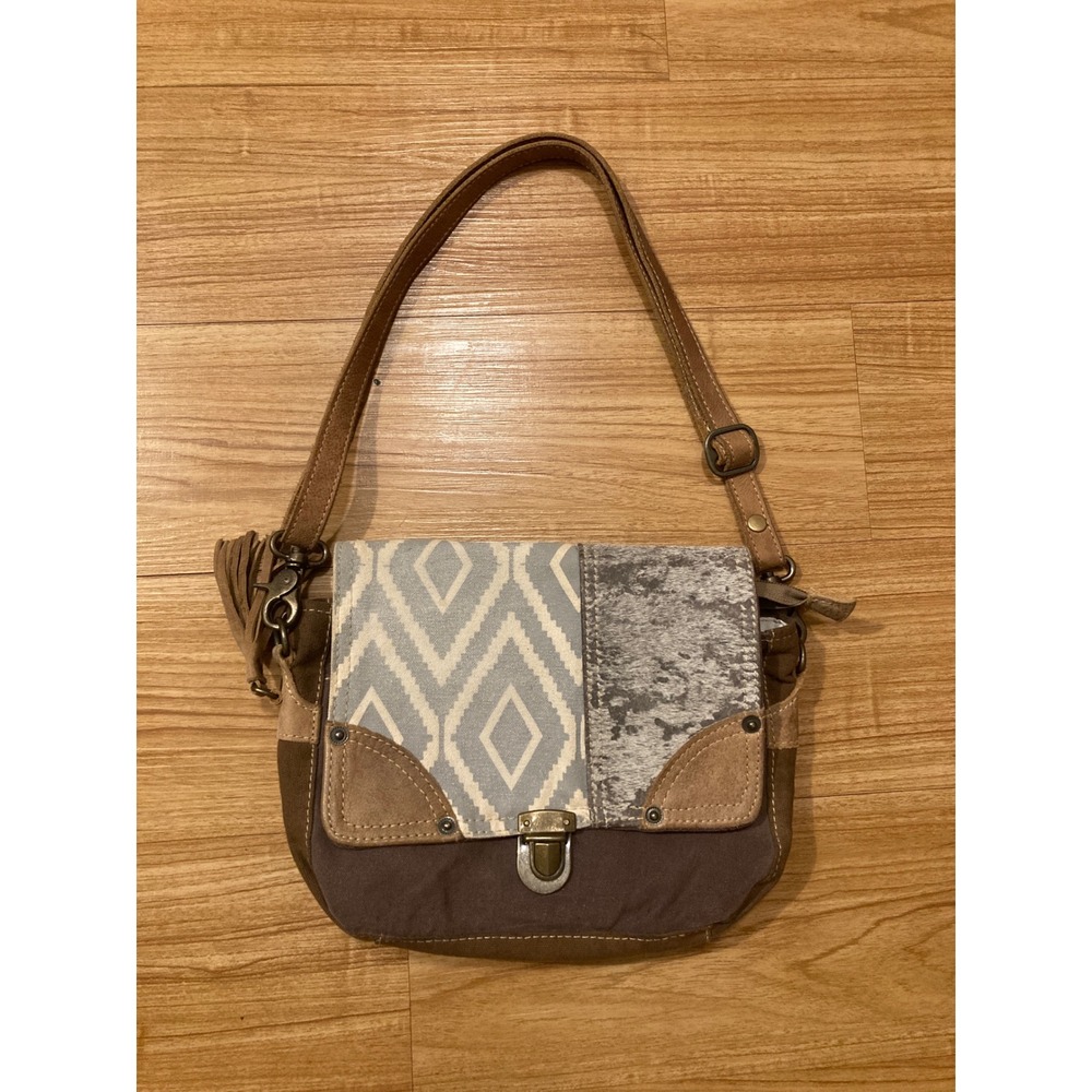 Myra Bag Small Canvas Leather Boho Southwestern Tassel Cowgirl Festival Earthy